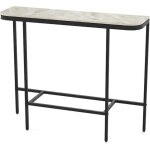 Costway table dentr�e, table console en verre tremp�, plateau marbre synth�tique, cadre m�tallique, pieds ...