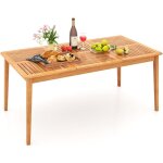 Costway table de jardin en bois d'acacia pour 6 personnes, table de salle � manger d'ext�rieur rectangulaire ...