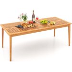 Table de jardin en bois d'acacia pour 8 personnes, table de salle  manger d'extrieur rectangulaire ...