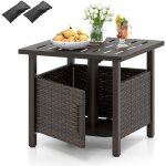 Costway - table de jardin en osier avec trou pour parapluie de 4, 9 cm pour jardin, terrasse et bord ...