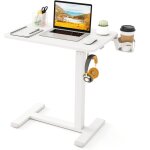 Costway - table de lit pour ordinateur portable, table roulante pour lit, bureau pneumatique rglable ...
