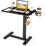 Costway - table de lit pour ordinateur portable, table roulante pour lit, bureau pneumatique rglable ...