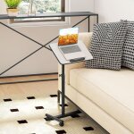 Costway table de lit a roulettes pour ordinateur portable, table roulante pour lit en forme c, hauteur ...