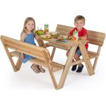 Costway table de pique - nique enfant avec 2 bancs, table de jardin ext�rieur en bois sapin avec dossier, ...