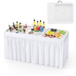 Costway - table de refroidissement pliable de 151 cm, table extérieure avec double Évier, jupe assortie ... Costway - table de refroidissement pliable de 151 cm, table extérieure avec double Évier, jupe assortie ...