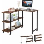 Costway - table roulante, bureau d'angle mobile avec 3 tagres, table d'appoint rotative 360pour salon, ...