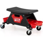 Costway tabouret d'atelier � roulettes, tabouret de m�canicien avec tiroir coulissant et 2 plateaux compartime ...