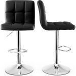Costway - tabouret de bar, chaise bar pivotante, hauteur rglable 65 - 85 cm, chaise bar cuisine en cuir ...