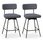 Costway tabourets de bar pivotants lot de 2, chaise de bar lin avec repose - pieds, hauteur d'assie 63, ...