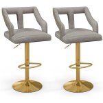 Costway - tabourets de bar velours lot de 2, chaise de bar pivotants avec repose - pieds, hauteur assise ...