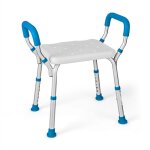Costway - tabouret de douche 6 hauteurs rglables 36 - 49cm, chaise de douche accoudoirs amovibles, pieds ...