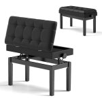 Costway - tabouret piano rglable en hauteur 48 - 58 cm, banquette piano avec rangement, siege piano ...