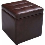 Costway - tabouret pouf coffre boîte de rangement repose - pied ottoman avec espace de stockage cuir ... Costway - tabouret pouf coffre boîte de rangement repose - pied ottoman avec espace de stockage cuir ...