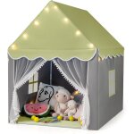 Costway tente de jeux pour enfants avec lumi�res �toiles & tapis lavable en coton, cabane enfant interieur ...