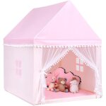 Costway tente de jeux enfant avec tapis doux & lavable, maison de jeu en ch�teau de style princesse en ...