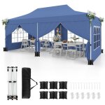 Costway - tonnelle de jardin 3x6m tente de reception avec 6 parois latrales amovibles, sac de transport ...