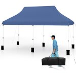 Costway - tonnelle de jardin escamotable pliable 300x600cm, tente de fte impermable protection, 6 sac ...
