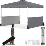 Costway - tonnelle pliable 300 x 300 cm avec 2 demi - murs latraux, sac  roulettes, 8 piquets, 4 ancrages, ...
