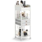 Costway - tour de rangement avec tiroirs, tagres, roues, support de prsentation pour cosmtiques, ...