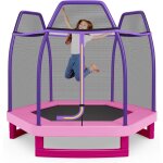 Costway - trampoline extrieur  223cm enfants avec filet de scurit, trampoline de jardin rond avec ...