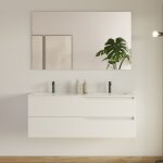 Cosyneo - meuble de salle de bain 120cm avec plan double vasque - 2 tiroirs - blanc - luna Cosyneo - meuble de salle de bain 120cm avec plan double vasque - 2 tiroirs - blanc - luna