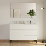Cosyneo - meuble de salle de bain 120cm avec plan double vasque - 3 tiroirs - blanc - mata Cosyneo - meuble de salle de bain 120cm avec plan double vasque - 3 tiroirs - blanc - mata