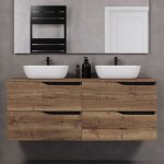 Cosyneo - meuble de salle de bain 140cm avec plateau et deux vasques à poser zeus - 4 tiroirs - sans ... Cosyneo - meuble de salle de bain 140cm avec plateau et deux vasques à poser zeus - 4 tiroirs - sans ...