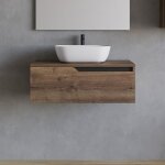 Cosyneo - meuble de salle de bain 80cm avec vasque à poser arrondie - sans miroir - 1 tiroir - tabaco ... Cosyneo - meuble de salle de bain 80cm avec vasque à poser arrondie - sans miroir - 1 tiroir - tabaco ...