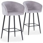 Cotecosy - lot de 2 chaises de bar bobby velours argent Cotecosy - lot de 2 chaises de bar bobby velours argent