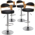 Cotecosy - lot de 4 chaises de bar ruben chne clair et simili noir