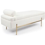 Banquette - coffre moderne hepburn l140cm tissu bouclette blanc