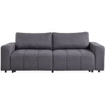 Cotecosy - canap� convertible 3 places cloudy tissu effet lin gris fonc�