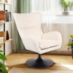 Cotecosy - fauteuil pivotant style bergère arthuro velours côtelé beige Cotecosy - fauteuil pivotant style bergère arthuro velours côtelé beige