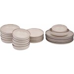 Cotecosy - service de table en porcelaine point 24 pices cannelle