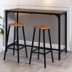 Table de bar style industriel avec ses 2 tabourets jostin bois et mtal noir