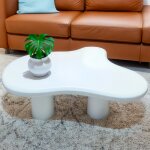 Table basse forme courbes naturelles valdo 69x100cm blanc textur