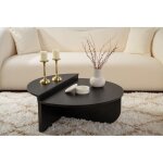 Cotecosy - table basse gigogne ronde bois en noir, deux pi�ces, 90x30x60 cm et 85x35x30 cm, design polyvalent, ...