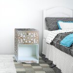 Cotecosy - table de chevet style oriental bois sculpt� 1 porte monbolyto blanc patin� or