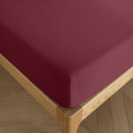 Coton pur - drap housse 140 x 190 cm bonnet 30 cm 'prémium' pour lit 2 places - prémium grenat Coton pur - drap housse 140 x 190 cm bonnet 30 cm 'prémium' pour lit 2 places - prémium grenat