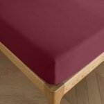 Coton pur - drap housse 90 x 190 cm bonnet 30 cm 'prmium' pour lit 1 place - prmium grenat