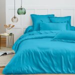 Coton pur - housse de couette 260 x 240 cm 'prmium' pour lit 2 places king size - prmium cyan