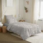 Coton pur - pack complet housse de couette rversible pour lit 90 x 190 cm cachemire naturel