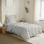 Coton pur - parure de draps 3 pièces pour lit 90 x 190 cm tanya cyan Coton pur - parure de draps 3 pièces pour lit 90 x 190 cm tanya cyan