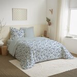 Coton pur - parure de draps 4 pièces pour lit 140 x 190 cm bérengère bleu Coton pur - parure de draps 4 pièces pour lit 140 x 190 cm bérengère bleu