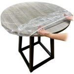 Couche � ajustement en vinyle, nappes � bords �lastiques transparentes rondes, couvercle de table �tanche ...