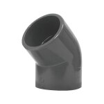 Coude 45° pvc pression petit rayon femelle femelle ø75 Coude 45° pvc pression petit rayon femelle femelle ø75