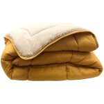 Couette chaude microfibre bicolore 400 gr / m2 jaune 220x240 cm