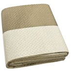 Couette double face couverture douce couvre lit mi saison couleur unie beige - 200x255