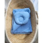 Couette en mousseline teddy bear avec rembourrage et oreiller profilé - ensemble 2 pièces - bleu Couette en mousseline teddy bear avec rembourrage et oreiller profilé - ensemble 2 pièces - bleu