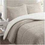 Couette polaire microfibre doubl� sherpa 180x260 cm bicolore taupe, par soleil d'ocre